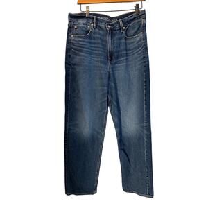 American Eagle Womens Strigid Super High Rise Baggy Straight Blue Jeans Size 12